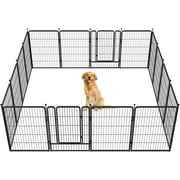 FXW Rollick Dog Playpen for Courtyard, RV Camping, 40'' 16 Panels for Large Dogs, Black