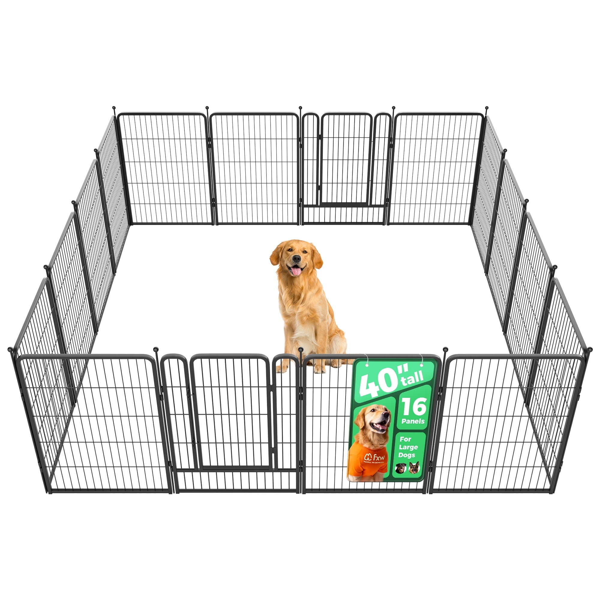 FXW Heavy-Duty Tall Metal Yard Enclosed Dog Playpen, Adjustable