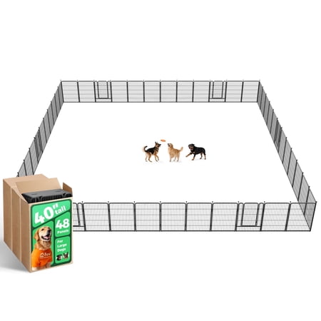 FXW Rollick Unleashed Dog Playpen for Indoor, Yard, RV Camping, 40 inch 48 Panels for Medium and Large Dogs, Black¦Patented