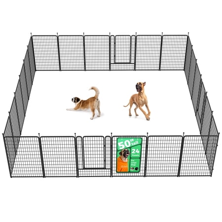 FXW Rollick Unleashed Dog Playpen for Indoor, Yard, RV Camping, 50 inch 24 Panels for Large Dogs, Black¦Patented
