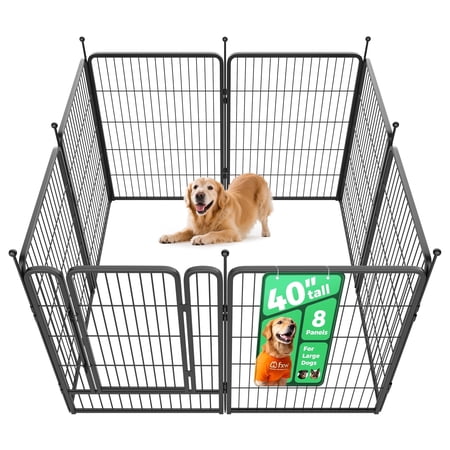 FXW Rollick Unleashed Dog Playpen for Indoor, Yard, RV Camping, 40 inch 8 Panels for Medium and Large Dogs, Black¦Patented