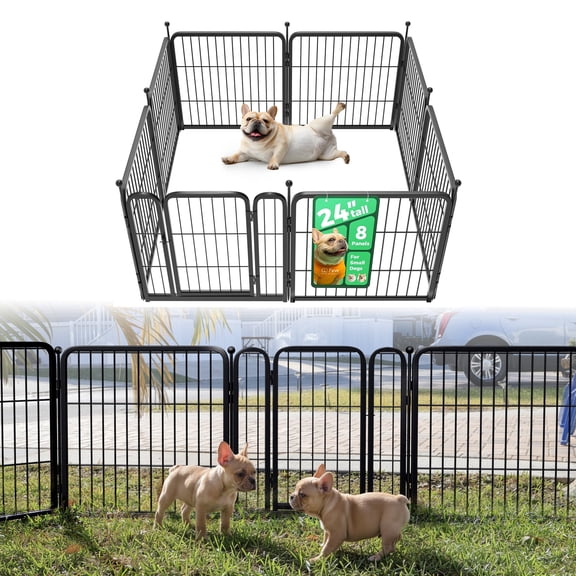 FXW Rollick Unleashed Dog Playpen for Indoor, Yard, RV Camping, 24 inch 8 Panels for Small and Puppy Dogs, Black│Patented
