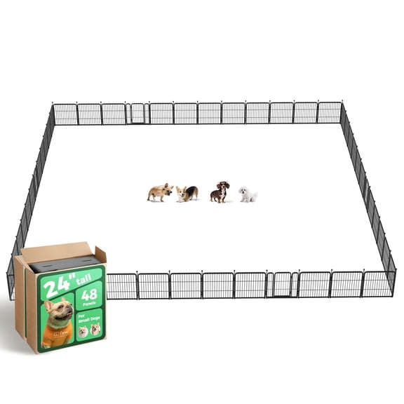 FXW Rollick Unleashed Dog Playpen for Indoor, Yard, RV Camping, 24 inch 48 Panels for Small and Puppy Dogs, Black│Patented