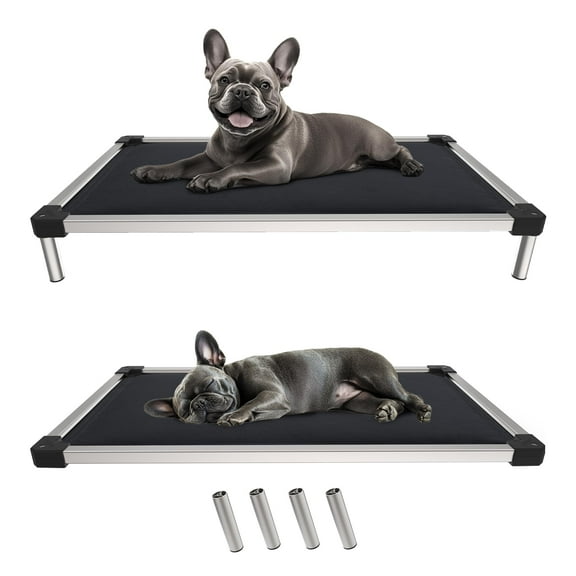 FXW TitanNest Chew-Proof Elevated Dog Bed, Raised Cot for Indoor/Outdoor/Camping Use, Durable & Washable Padded Pet Bed for Extra-Small Dogs, 29.0" L x 18.0" W x 4.5" H, Black