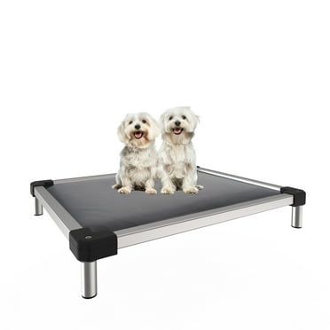 FXW TitanNest Padded Dog Bed for Crate, Chew-Proof Elevated Cot for Indoor/Outdoor/Camping Use, Durable & Washable Pet Bed for Puppy and Small Dogs, 24-Inch, Grey