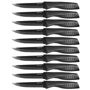 FXXNNN Steak Knives, 10PC German High Carbon Stainless Steel Steak Knives, Serrated Blades, Dishwasher Safe, Comfortable Non-Slip Ergonomic Knife Handle
