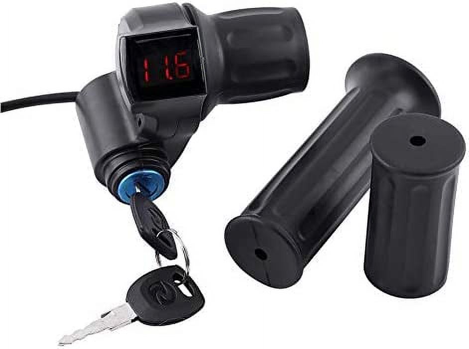 FXY12V 84V Electric Bike Throttle Grip Handlebar Battery Voltage Half Twist Throttle with LED Display and Power Key Locker for Motorbike Motorcycle and E Bike-1009
