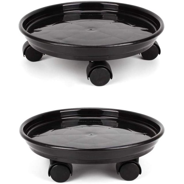 FXY2 Pack Plant Caddy, Round Potted Plant Stand on Wheels, Heavy Duty
