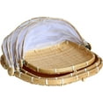 FXY3Pcs Covered Square Bamboo Serving Food Tent Basket, HandWoven Food