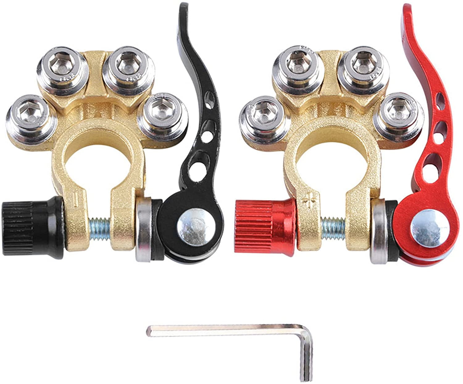 FXYBattery Terminal Connectors Car Top Post 2Pcs 4 Way Positive