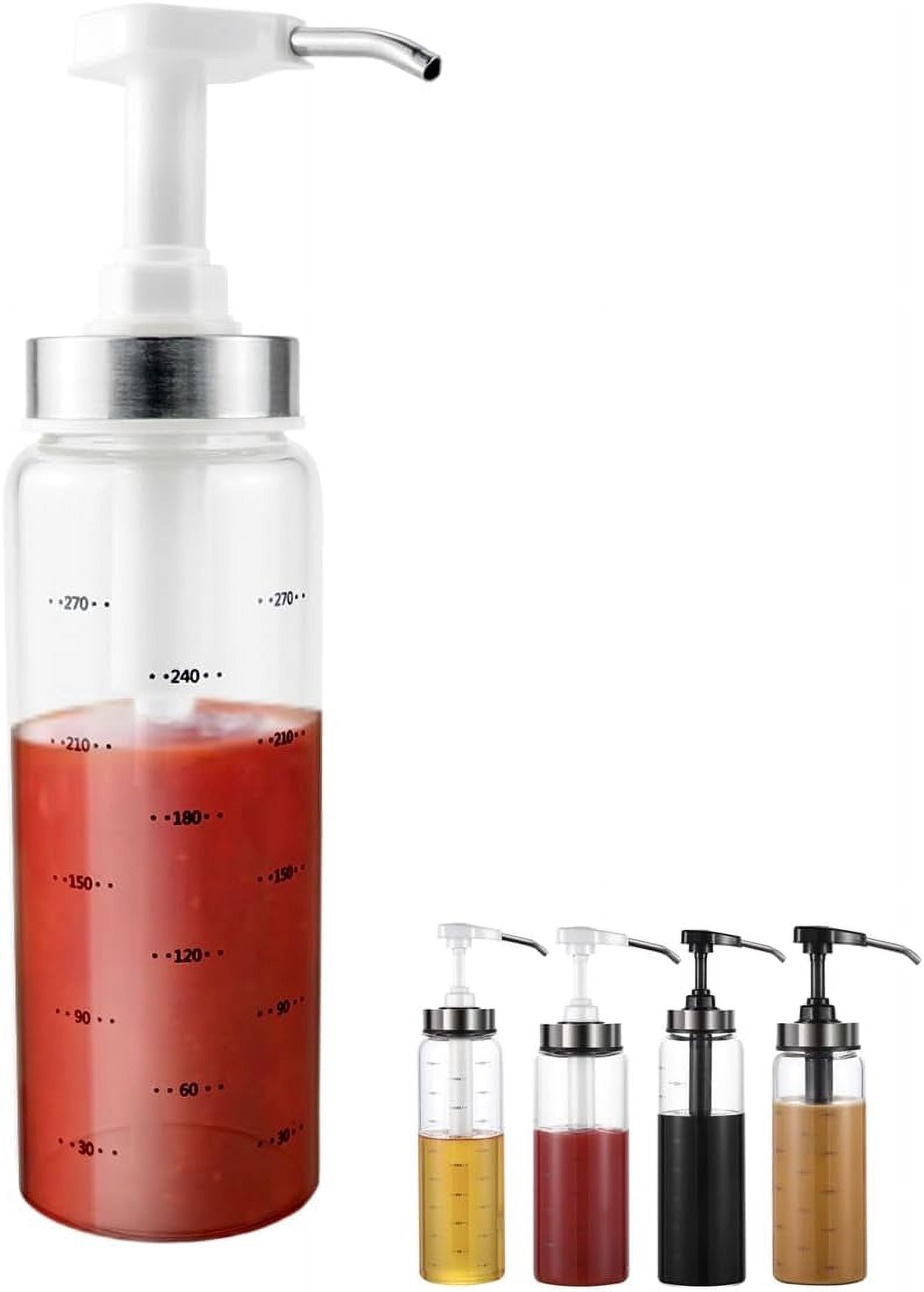 FXYDOERDO 300ml Olive Oil Pump Dispenser Glass Bottle Sauce Bottles for