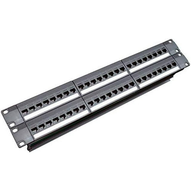 FXYEssenc 19Inch 1U Rack PassThrough 24 Port CAT6 Patch Panel