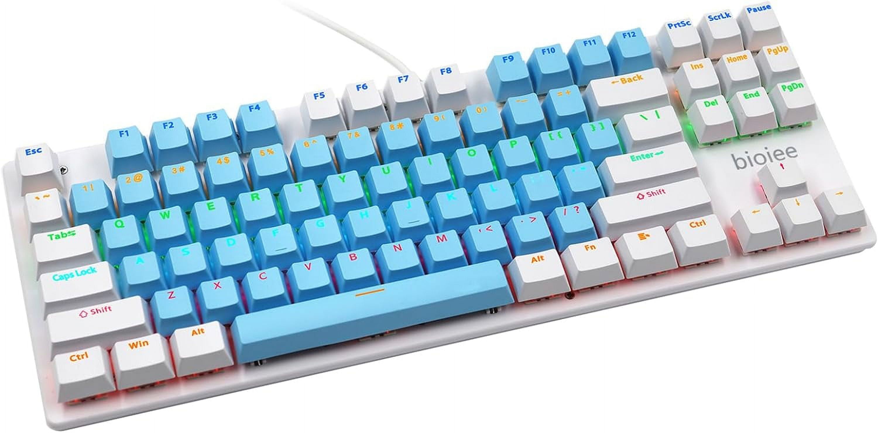 FXYWired 87Key Mechanical Gaming Keyboard Rainbow Backlit Keyboard for