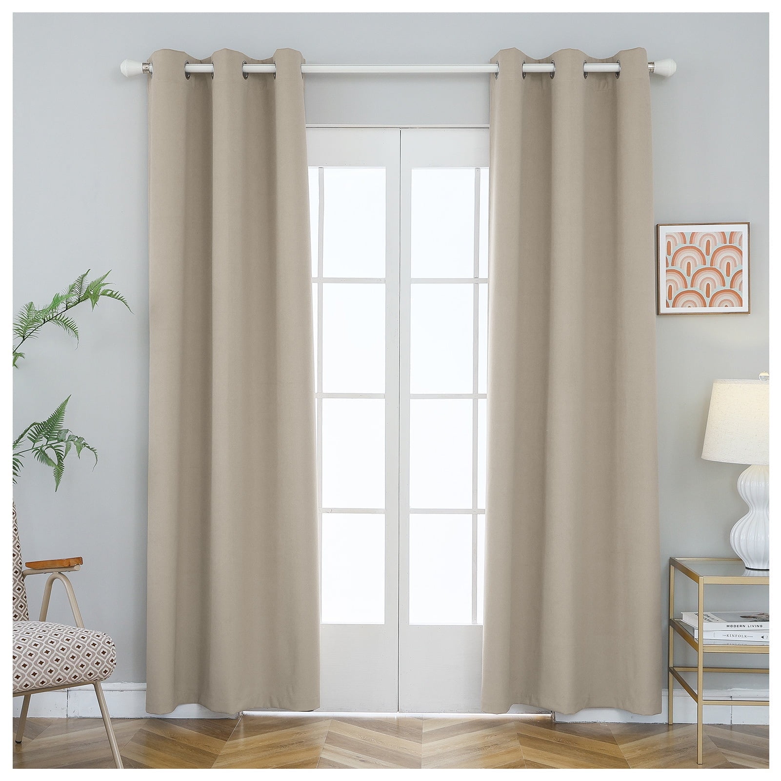 FY FIBER HOUSE 100% Blackout Curtains 2 Panels,Light Blocking Thermal