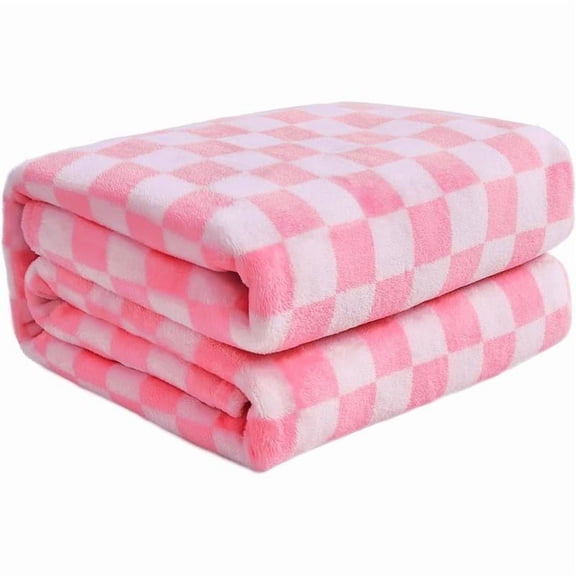FY FIBER HOUSE Checkered Flannel Fleece Throw Blanket Soft Cozy Checkerboard Grid Print Chessboard Gingham Pattern Blankets For Bed Couch Sofa, 60"X80", Burgundy