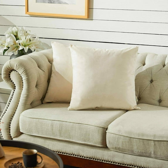 FY FIBER HOUSE Pack of 2 Velvet Throw Pillow Covers Decorative Square Pillowcase Soft Solid Cushion Case for SoFa/Couch Use, 18 x 18 Inch White