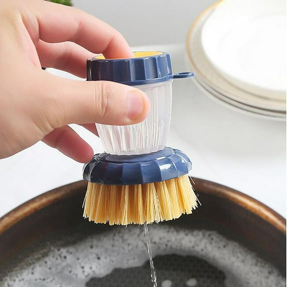 FY24 Spring Cleaning ,WJSXC Automatic Liquid Pot Washing Brushes Push-Type Dishwashing Brush Cleaning Brush Household Cleaning Tools Kitchen Accessories,Short Sisal Eco-FriendlyDish Brush Blue