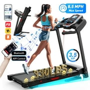 FYC 3.5HP Folding Treadmill with Incline, 330 LBS Capacity, Bluetooth Speaker & APP Control, 12 Programs Home Exercise