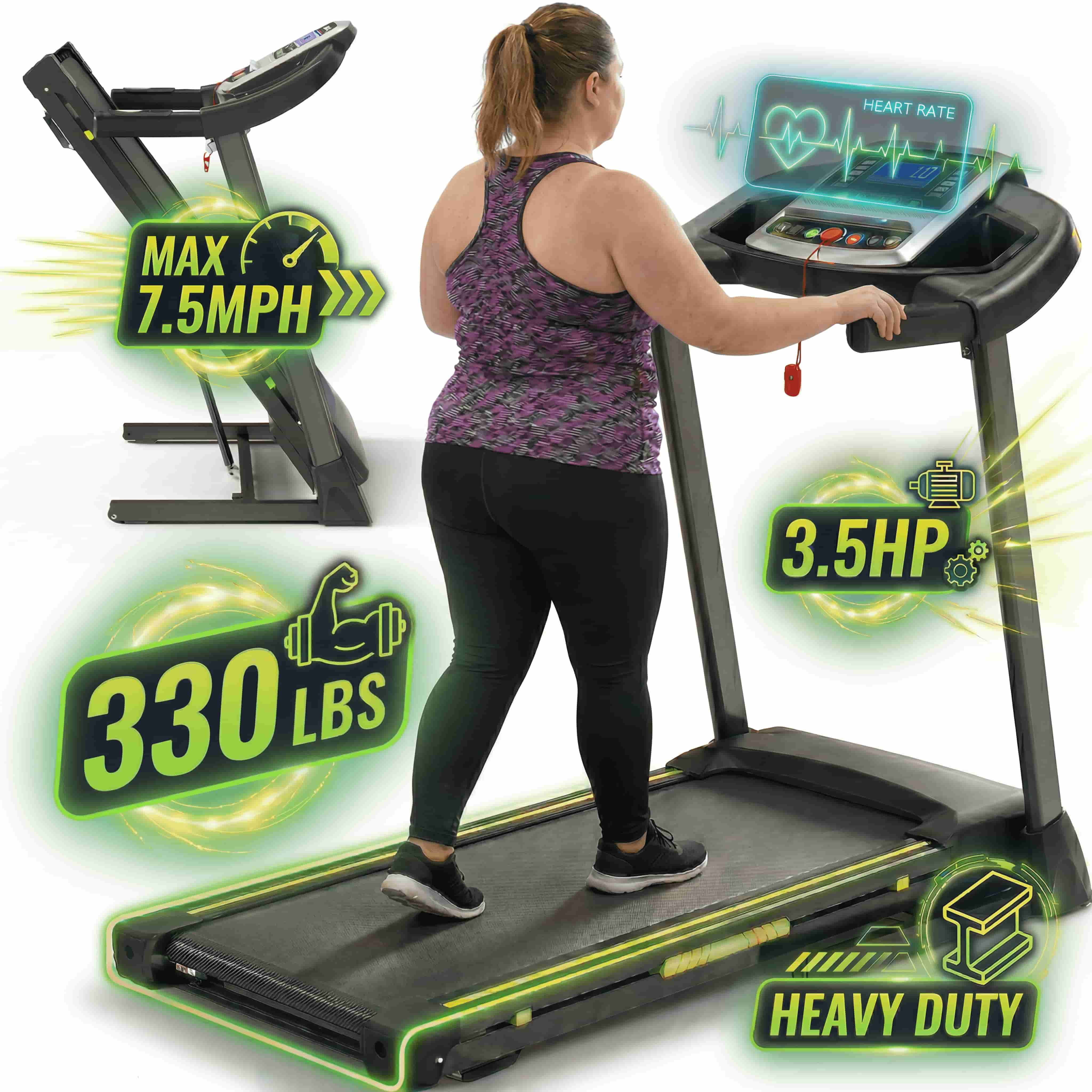 FYC 3.5HP Treadmill 330 LBS Capacity, Portable Electric for Home Running Walking Jogging, 12 Programs