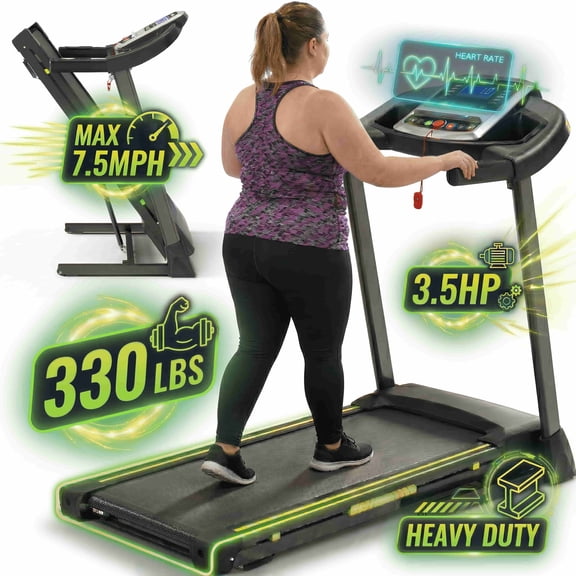 FYC 3.5HP Treadmill 330 LBS Capacity, Portable Electric for Home Running Walking Jogging, 12 Programs