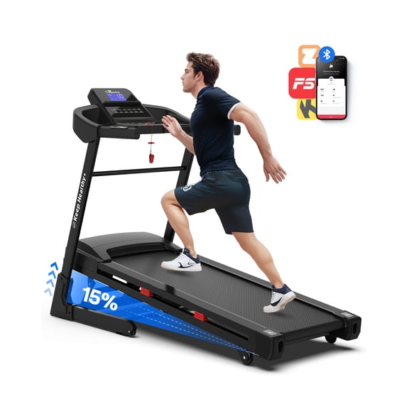 FYC Auto 15% Incline Treadmill for Home 400LBS Capacity, 3.5 HP Heavy Duty Treadmill Foldable with APP/Bluetooth and 18 Inch Wide Belt, Folding Treadmill for Home Gym Walking Running Exercise