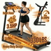 FYC Electric Folding Treadmill, 330LBS Capacity, 15% Incline, 3.5HP, 8.5MPH, Heart Rate Sensor