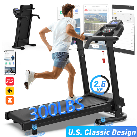 FYC Foldable Portable Treadmill for Home & Office, Compact Folding Treadmill 300 LBS Capacity, App Control, Small Space