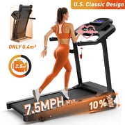 FYC Foldable Electric Treadmill for Home, 2.5HP Quiet Brushless Folding Treadmill, 7.5 MPH, LCD Display, Heart Rate Sensor Black