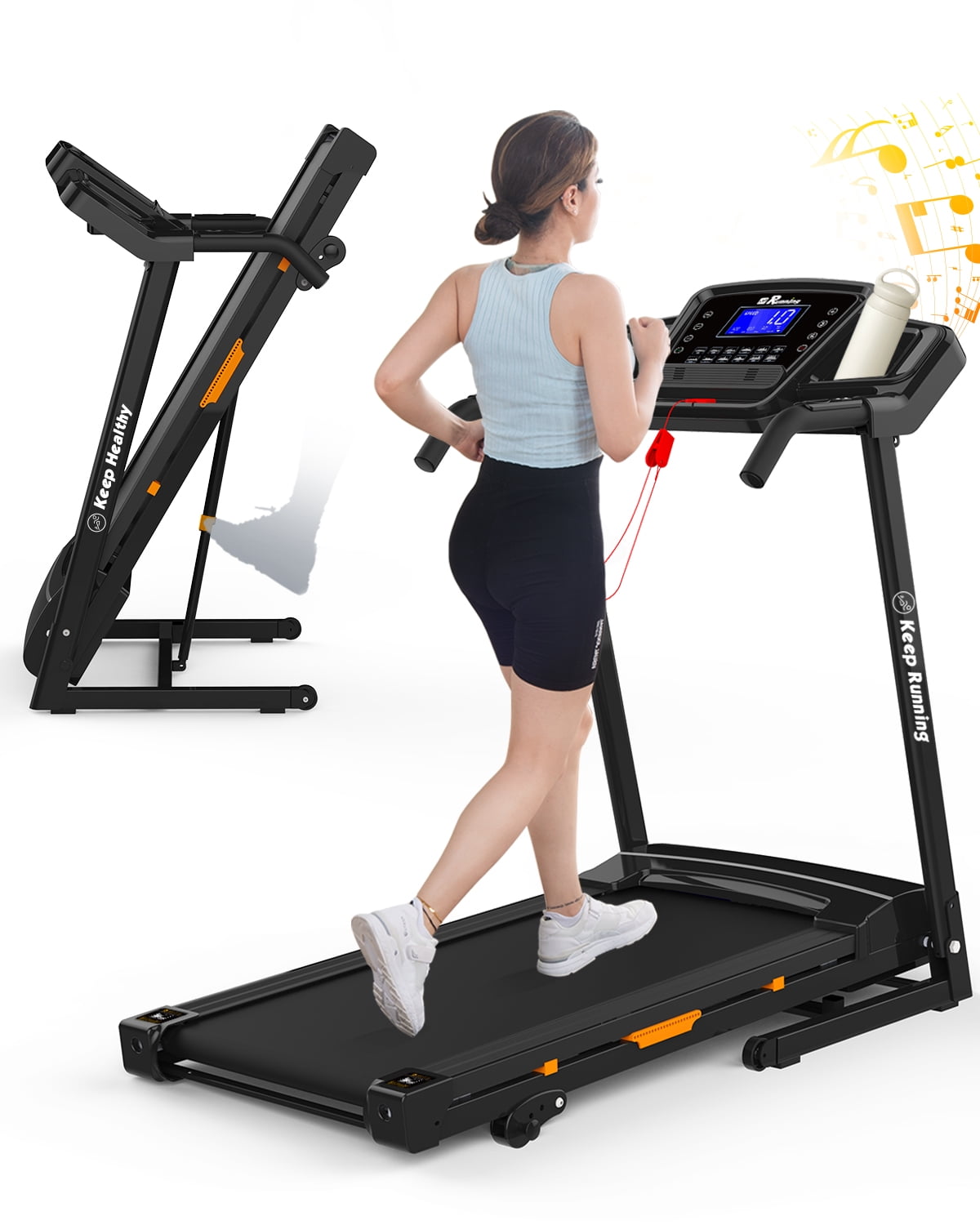 Treadmill with Folding Electric Treadmill Bluetooth Voice Control Exercise  Treadmill for Home Office Speed Range of 0.5-7.5 mph