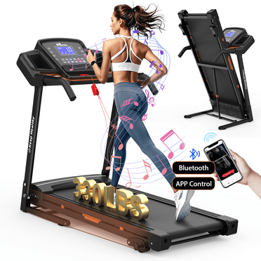 FYC 3.5HP Folding Electric Treadmill with Incline, Bluetooth APP Control, 330lb Capacity for Home Gym (Orange)