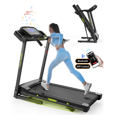 FYC Folding Treadmill for Home with Incline / Bluetooth, 3.5HP 330lb Weight Capacity Portable Electric Treadmill for Home Gym Exercise Running Walking Easy Assembly Green