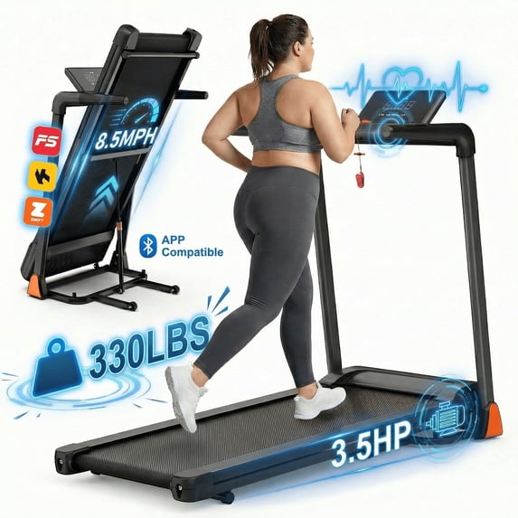 FYC 3.5HP Folding Treadmill with Incline, 330 LBS Capacity, APP Control, 12 Programs Home Exercise