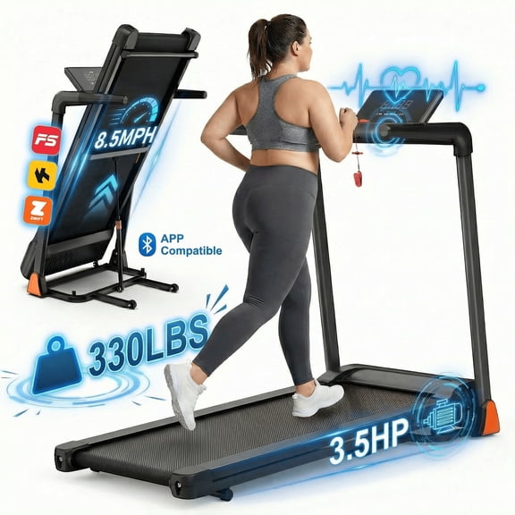 FYC 3.5HP Folding Treadmill with Incline, 330 LBS Capacity, APP Control, 12 Programs Home Exercise