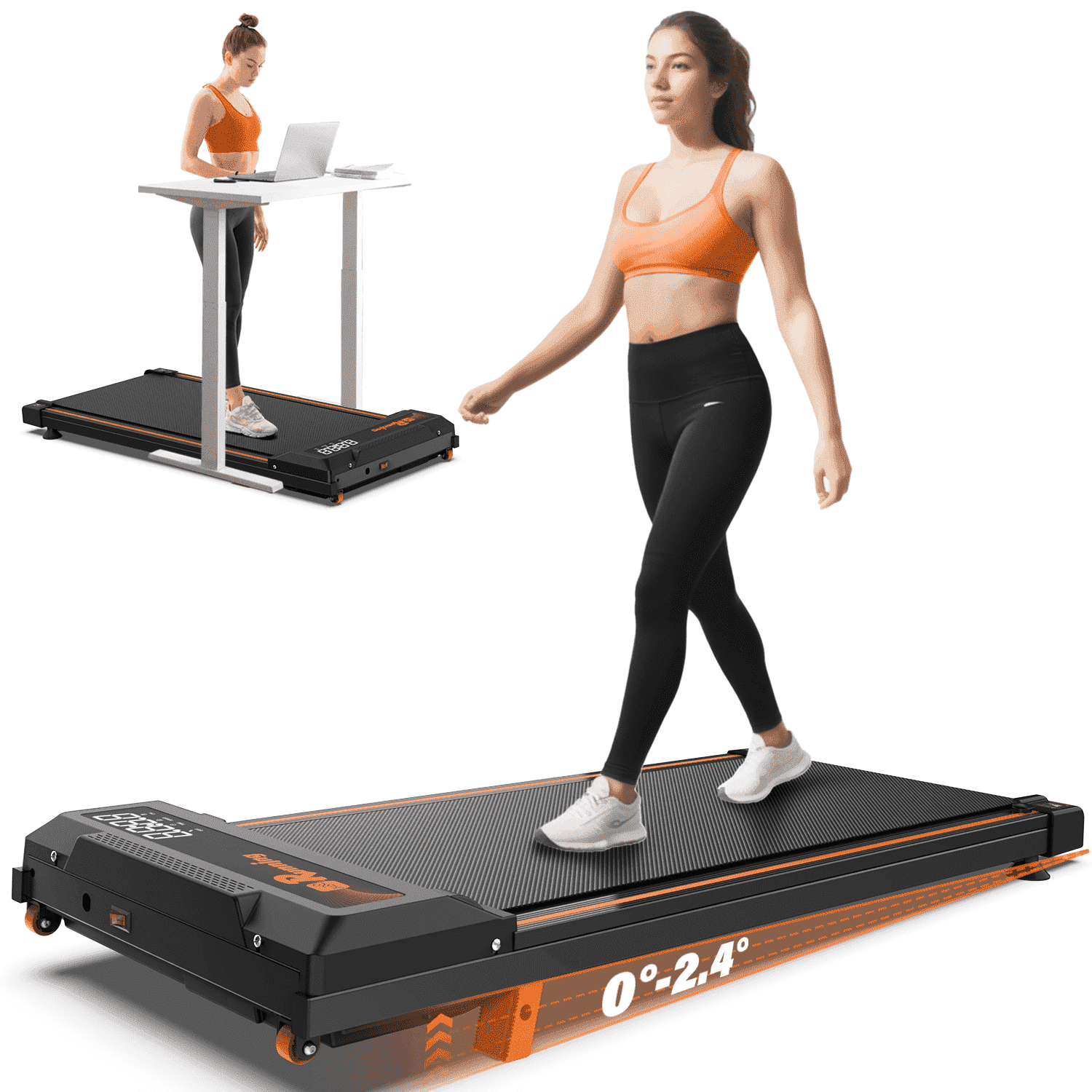 FYC Walking Pad Treadmill with Incline - 4 in 1 Under Desk Home Portable Compact Machine