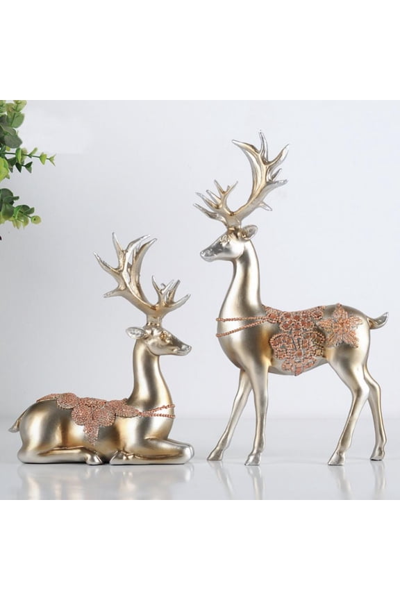 Statues for Home Decor Figurines Sculptures Modern Large Deer Decorations Center Table Living Room Resin 2pcs Big Shelf Accents Bookshelf Fireplace Items Christmas Reindeer