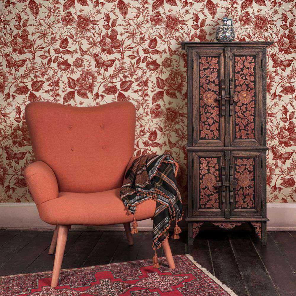 FYCONE Vintage Floral Vintage Wallpaper Peel-and-Stick Removable Wall Sticker for Livingroom Bedroom Kitchen Bathroom,15.7"x 98.4"