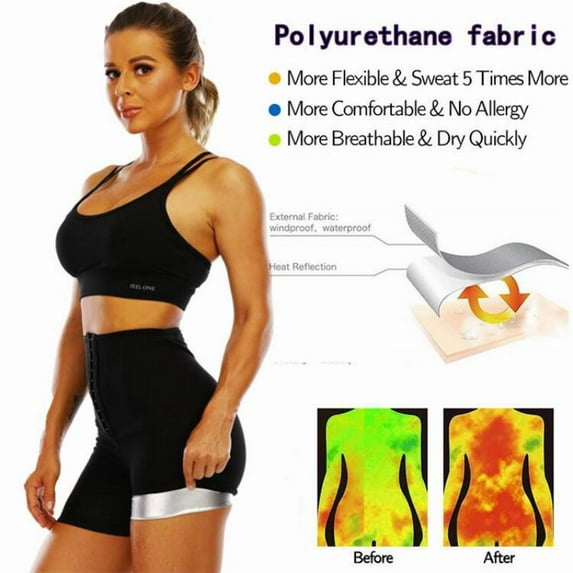 FYCONE Women Sauna Sweat Pants Hot Fitness Exercise Leggings High Waist Slimming Workout Waist Trainer Capris W Adjustable Hooks