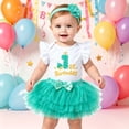 thumbnail image 1 of FYDUU My 1St Birthday Outfit Baby Girl Clothes Ruffle Sleeve Romper Bodysuit Tutu Skirt Set With Headband First Birthday Celebration 9-12 Months, 1 of 4