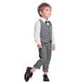 thumbnail image 1 of FYDUU Baby Boy Clothes Suit Toddler Boys Long Sleeve Dress Shirt Tops Striped Prints Vest Coat Pants Child Kids Gentleman Outfits 3-4 Years, 1 of 4