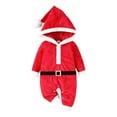 thumbnail image 1 of FYDUU Baby Boy Girl Christmas Outfit Santa Romper Long Sleeve Hooded Jumpsuit Onesie One Piece Outfit Cute Xmas Holiday Party Outfit 12-18 Months, 1 of 7