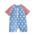 thumbnail image 1 of FYDUU Baby Boy Girl Swimsuit One-Piece Bathing Suit Independence Day Short Sleeve Rash Guard Swimsuit Patriotic Swimwear Summer Beachwear 18-24 Months, 1 of 6