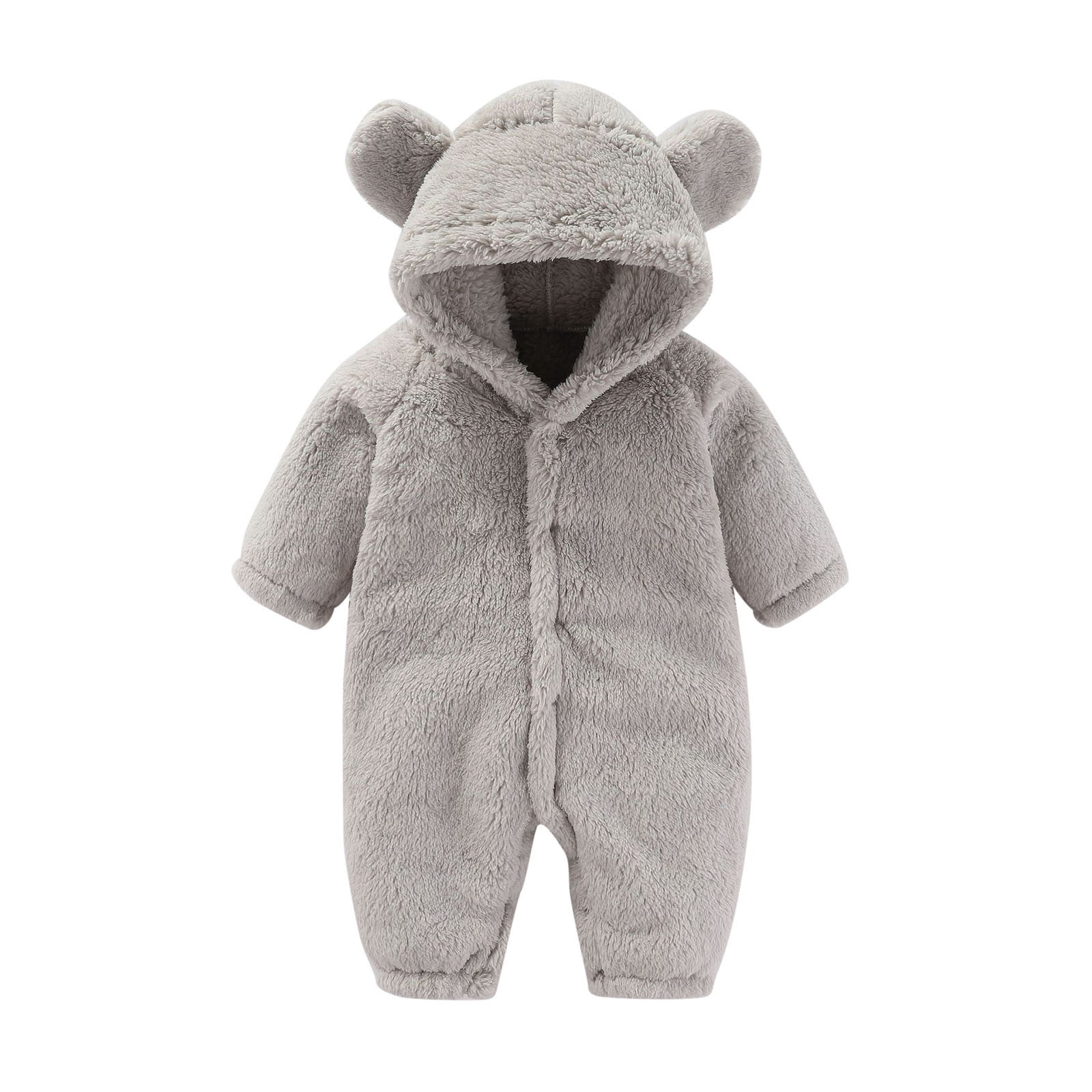 FYDUU Baby Boy One Piece Clothes Baby Boys Girls Snowsuit Winter Coat Solid Bear Warm Hooded Romper Jumpsuit Outfits 6-9 Months