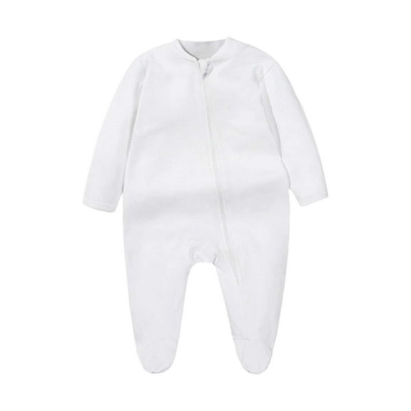 FYDUU Baby Boys Full Zip Up Onesie Jumpsuit Infant Zipper Romper Soft Long Sleeve Footed Jumpsuit For Newborn Baby One-Piece Sleepwear Outfit
