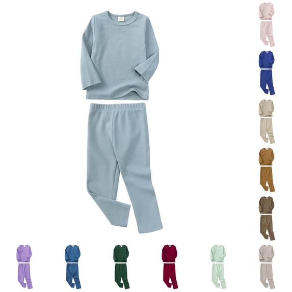 FYDUU Baby Boys Girls Pajamas Kids Toddler Long Sleeve Tops Pants Snug Fit Basic Sleepwear 2 Piece Set Children's Daily Loungewear 8-9 Years