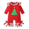 thumbnail image 1 of FYDUU Baby Girl Christmas Outfit Cute Santa Print Long Sleeve Romper Bell Bottom Jumpsuit Girls First Christmas One-Piece Clothes Comfy Onesies 6-12 Months, 1 of 7