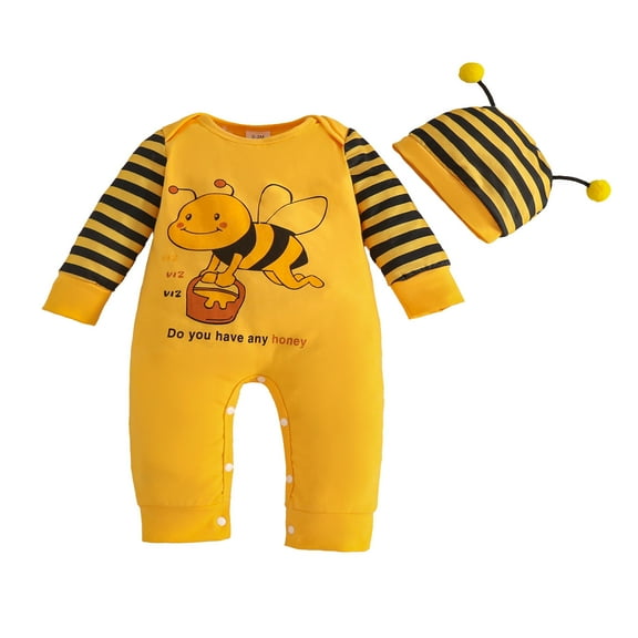 FYDUU Baby Girl Clothes One Piece Outfit Infant Boys Girls Long Sleeve Cartoon Romper Onesie Jumpsuit With Hat Cute Infant Clothing Sets 0-3 Months
