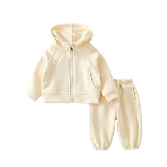 FYDUU Baby Girl Clothes Toddler Sweatsuits Set Long Sleeve Zipper Hooded Sweatshirt Jacket And Jogger Pants Set Solid Color Cute Girls Fall Outfits 1-2 Years