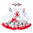 thumbnail image 1 of FYDUU Baby Girls Bodysuits Onesies One-Pieces Christmas Outfit Long Sleeve Cute Cartoon Print Romper Outfit With Headband Set Toddler Party Holiday Wear Leisure Versatile 1-3 Months, 1 of 5