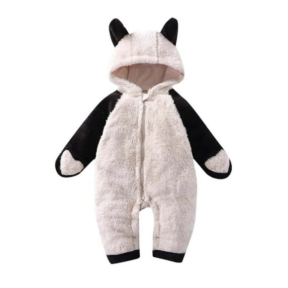 FYDUU Baby Girls Bodysuits Onesies One-Pieces Winter Warm Romper Jumpsuit Soft Cute Bunny Panda Outfit Cozy Homewear Toddler Outfit Jumpsuits Soft Comfy Clothes 3-6 Months