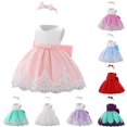 thumbnail image 1 of FYDUU Baby Girls Pageant Dress Lace Princess Dress Bowknot Flower Girl Dresses Wedding Party Tutu Gown First Birthday Outfit 3-6 Months, 1 of 9